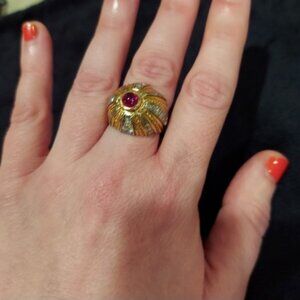 14k gold and genuine diamond ring, size 6